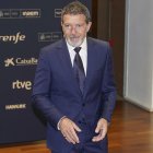 El actor y productor Antonio Banderas posa en el photocall de la gala anual de la Academia de las Artes Escénicas que se celebra este lunes en el Teatro Calderón de Valladolid. EFE/Nacho Gallego