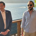 El secretario de Estado de Estados Unidos, Marco Rubio (i), posa junto al presidente de El Salvador, Nayib Bukele, este lunes en El Congo (El Salvador). EFE/ Eduard Ribas