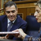Pedro Sánchez y Yolanda Díaz ayer, en la primera sesión de control al Ejecutivo del año.