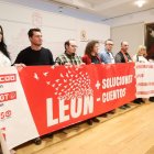 Los sindicatos animaron a una participación masiva el 16-F en el salón de los Reyes de San Marcelo.