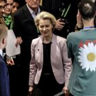 Ursula von der Leyen llega ayer a la 61ª Conferencia de Seguridad de Munich.