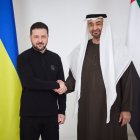 Volodímir Zelenski con el presidente de Emiratos, Muhamed Bin Zayed.