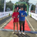 María Domínguez y Rubén Ferreira subieron al podio en el Trail de Gijón.