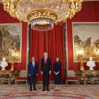 Los reyes, ayer en el Palacio Real junto a Al Sisi.