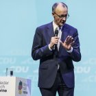 El líder de la CDU, Friedrich Merz, durante un acto de campaña. RONALD WITTEK