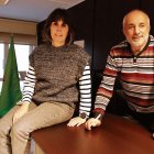 Nerea Martínez Díaz y Santiago Parrado Chamorro tras el taller que impartieron en el colegio mayor San Isidoro.