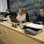 María Soler, Silvia Pérez y David Igual durante el seminario sobre trabajo femenino en la Edad Media en la ULE. El Beato de Gerona fue iluminado por Ende o En.