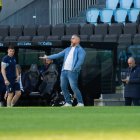 Javi Rey se lamenta de una acción del partido disputado el pasado domingo en Balaídos.