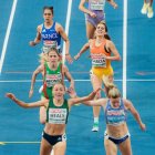 Marta García en los últimos metros de la final del 3.000 en la que acabó cuarta.