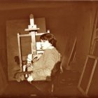 El pintor y poeta nacido en Bembibre Amable Arias (1927-1984), en San Sebastián en el año 1968.