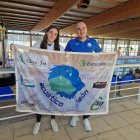Nerea Rodríguez, junto a su entrenador Javier Díez.