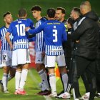 Álex Costa, en el momento de su debut con la Deportiva, sustituyendo a Yuri en Tarazona.