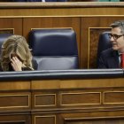 Las vicepresidenta segunda y ministra de Trabajo, Yolanda Díaz y el ministro de Presidencia, Justicia y Relaciones con las Cortes, Félix Bolaños.