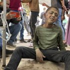 Un niño palestino tras un ataque en Gaza.