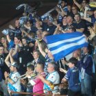 La afición del Cangas se desplazó en masa a León el pasado sábado e hizo suyo el Palacio.