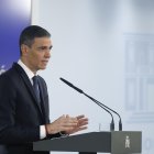 El presidente del Gobierno, Pedro Sánchez, durante su comparecencia tras el Consejo de Ministros de este martes. EFE/Javier Lizón