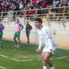 Antón Escobar celebra la victoria culturalista ante el Nàstic tras los dos goles que anotó desde el punto de penalti.