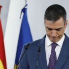 El presidente del Gobierno, Pedro Sánchez, durante la comparecencia de ayer.