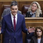 El presidente del Gobierno, Pedro sánchez, durante una de sus intervenciones en la sesión de control al Ejecutiv en el Congreso. /Archivo.EFE/ Chema Moya