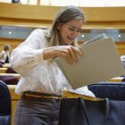 La ministra Sara Aagesen a su llegada a la Cámara Alta ayer.