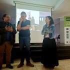 El alcalde de La Bañeza, el responsable de la Uned y la diputada de Servicios Sociales.