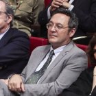 Álvaro García Ortiz, ayer, con Carmen Calvo, y el Defensor del Pueblo, Ángel Gabilondo.