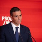 El presidente del Gobierno y Secretario General del PSOE, Pedro Sánchez, durante una rueda de prensa, en la sede del PSOE en Ferraz, a 12 de junio de 2025, en Madrid (España).