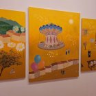 Algunas de las obras de la exposición 'Buscando el tiempo y mis lugares', que inaugura mañana Josefina Junco en el CLA.
