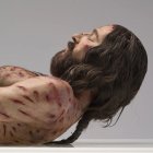 Detalle de la escultura hiperrealista de Cristo realizada a partir de las huellas de la Sábana Santa.