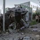 Imagen de una zona destrozada por un misil ruso.