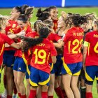 Bern (Switzerland), 18/07/2025.- Spain players celebrate after winning the UEFA Women's EURO 2025 quaterfinal soccer match between Spain and Switzerland in Bern, Switzerland, 18 July 2025. (España, Suiza) EFE/EPA/MICHAEL BUHOLZER