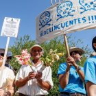 Un momento de la manifestación del sábado en el Órbigo.