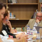 El consejero de Cultura, Turismo y Deportes de la Junta, Gonzalo Santonja, este lunes en Carucedo, presidiendo el Patronato de la Fundación Las Médulas.