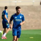 Calero, en un entrenamiento con el Real Zaragoza.