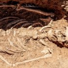 En las tumbas han aparecido restos de esqueletos humanos.