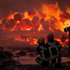 Un incendio en Chaves, la pasada semana.