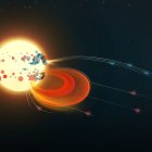 Recreación de las erupciones solares.