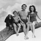 Los protagonistas de Tarzán, con Johnny Weismuller y Maureen O'Sullivan como pareja.