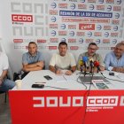 Responsables nacionales, autonómicos y locales del sindicato en Ponferrada.