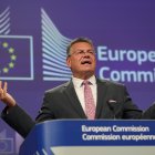 El comisario Maros Sefcovic explica ayer el acuerdo UE-Mercosur.