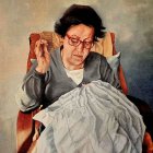 Vista parcial del lienzo «Mañanas de vainicas» 115x73 cm.