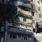  Una de las torres residenciales atacada por los drones rusos lanzados sobre Ucrania.