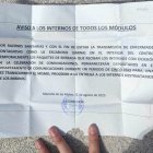 Cartel de advertencia en la prisión.