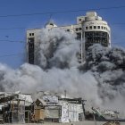 Un edificio dañado por Israel en la Ciudad e Gaza, que tiene orden de evacuación.