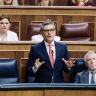 El ministro de la Presidencia, Relaciones con las Cortes y Justicia, Félix Bolaños, interviene durante un pleno en el Congreso de los Diputados, a 10 de septiembre de 2025, en Madrid (España). 