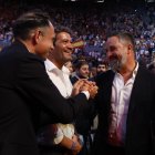 El líder de Chega, André Ventura, junto a Santiago Abascal en el acto 'Europa Viva 25'.