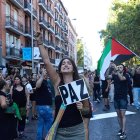 Varias personas se manifiestan a favor Palestina en Atocha, el día de la etapa 21 de la Vuelta Ciclista a España, a 14 de septiembre de 2025, en Madrid (España).