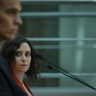 Archivo - Imagen de una comparecencia conjunta del presidente del Gobierno, Pedro Sánchez, y la jefa del Ejecutivo madrileño, Isabel Día Ayuso.