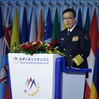 El ministro de Defensa Nacional de China, almirante Dong Jun, pronuncia un discurso durante la ceremonia de apertura del 12.º Foro de Xiangshan de Pekín, en Pekín, China, el 18 de septiembre de 2025. EFE/EPA/ANDRES MARTINEZ CASARES.