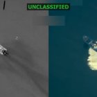 Captura de video tomado de la red social Truth Social de la cuenta @realDonaldTrump del presidente de Estados Unidos, Donald Trump, donde se ve una embarcación en el mar Caribe.
